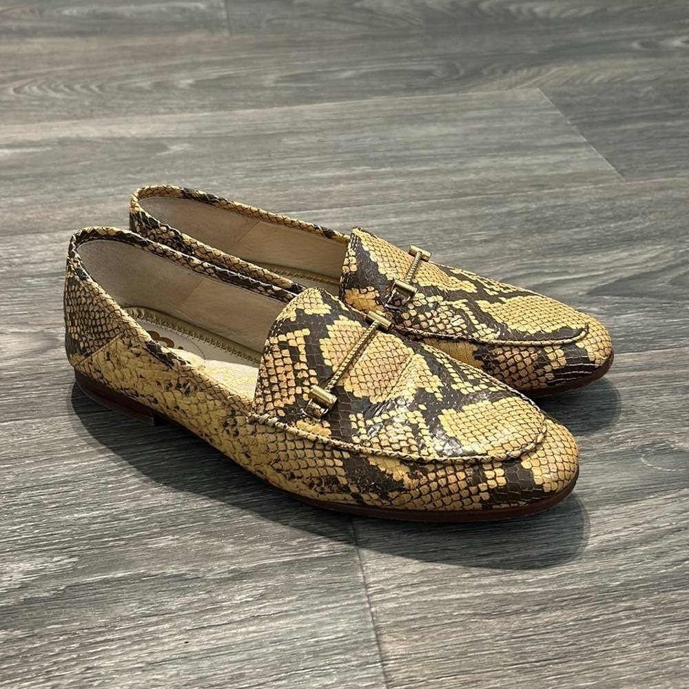 Sam Edelman 8 Loir Faux Snake Saddle Loafers Leather Print Shoes Neutral Slip On - Picture 8 of 8
